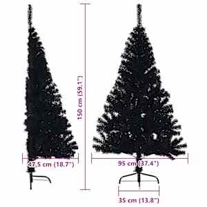 Umělý osvětlený vánoční stromeček Černá 150 cm PVC - obrázek 19