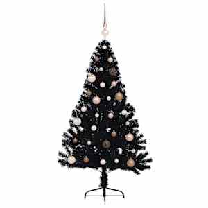 Umělý osvětlený vánoční stromeček Černá 150 cm PVC - obrázek 4