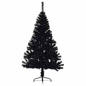 Umělý osvětlený vánoční stromeček Černá 150 cm PVC - obrázek 5