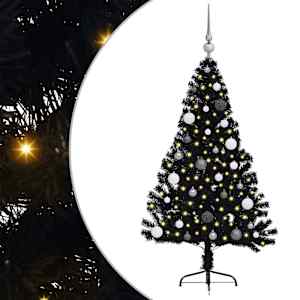 Umělý osvětlený vánoční stromeček Černá 150 cm PVC - obrázek 2