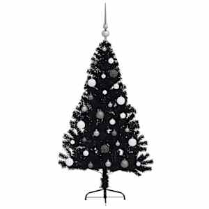 Umělý osvětlený vánoční stromeček Černá 150 cm PVC - obrázek 5