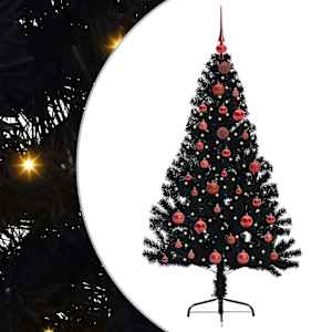 vidaXL Tehis pre-lit j&otilde;ulupuu koos 150 LED-iga Must 150 cm PVC
