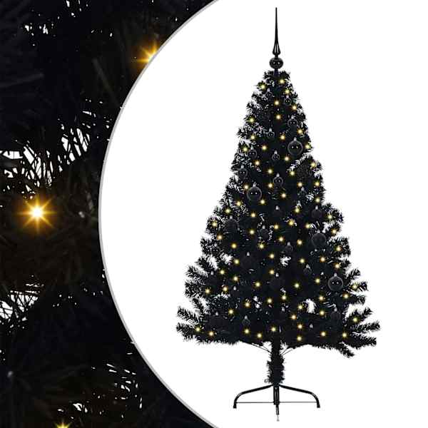 vidaXL Tehis pre-lit j&otilde;ulupuu koos 150 LED-iga Must 150 cm PVC