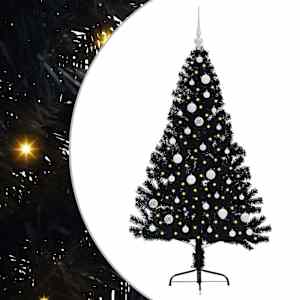 vidaXL Tehis pre-lit j&otilde;ulupuu koos 150 LED-iga Must 150 cm PVC