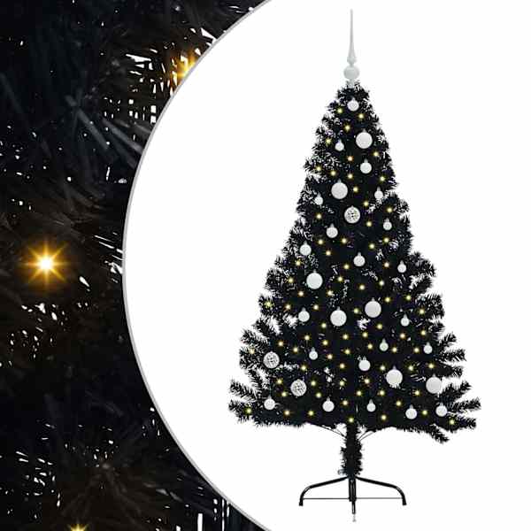 vidaXL Tehis pre-lit j&otilde;ulupuu koos 150 LED-iga Must 150 cm PVC