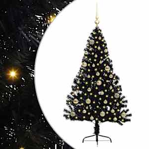 vidaXL Tehis pre-lit j&otilde;ulupuu koos 150 LED-iga Must 150 cm PVC