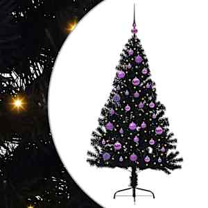 vidaXL Tehis pre-lit j&otilde;ulupuu koos 150 LED-iga Must 150 cm PVC