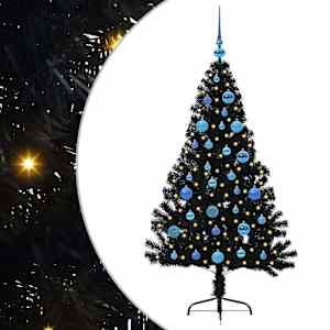 vidaXL Tehis pre-lit j&otilde;ulupuu koos 150 LED-iga Must 150 cm PVC