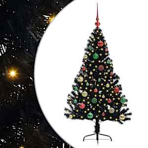 vidaXL Tehis pre-lit j&otilde;ulupuu koos 150 LED-iga Must 150 cm PVC