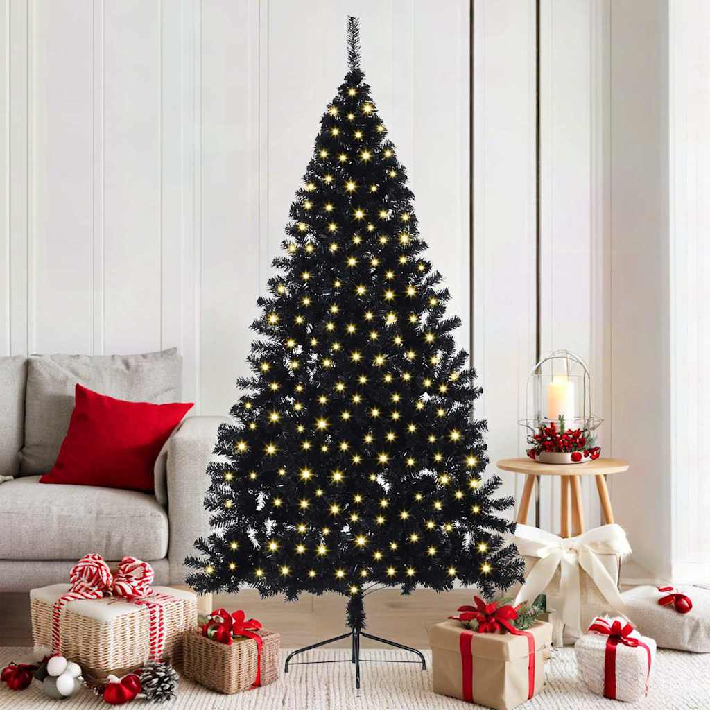vidaXL Pom de Crăciun artificial pre-iluminat Negru 180 cm PVC
