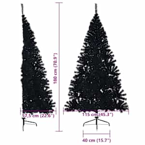 Umělý osvětlený vánoční stromeček Černá 180 cm PVC - obrázek 13