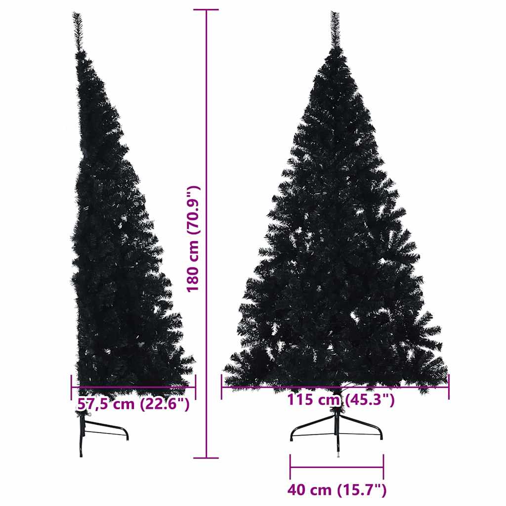 Umělý osvětlený vánoční stromeček Černá 180 cm PVC - obrázek 20