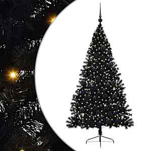 vidaXL Tehis pre-lit j&otilde;ulupuu koos 300 LED-iga Must 180 cm PVC