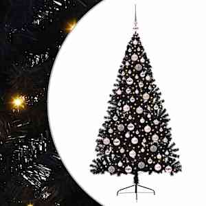 vidaXL Tehis pre-lit j&otilde;ulupuu koos 300 LED-iga Must 180 cm PVC