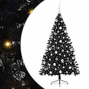 vidaXL Tehis pre-lit j&otilde;ulupuu koos 300 LED-iga Must 180 cm PVC