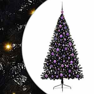 vidaXL Tehis pre-lit j&otilde;ulupuu koos 300 LED-iga Must 180 cm PVC
