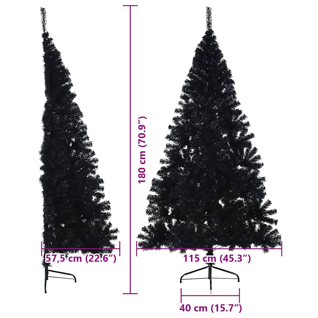 Umělý osvětlený vánoční stromeček Černá 180 cm PVC - obrázek 16