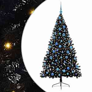 vidaXL Tehis pre-lit j&otilde;ulupuu koos 300 LED-iga Must 180 cm PVC