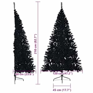 Umělý osvětlený vánoční stromeček Černá 210 cm PVC - obrázek 19
