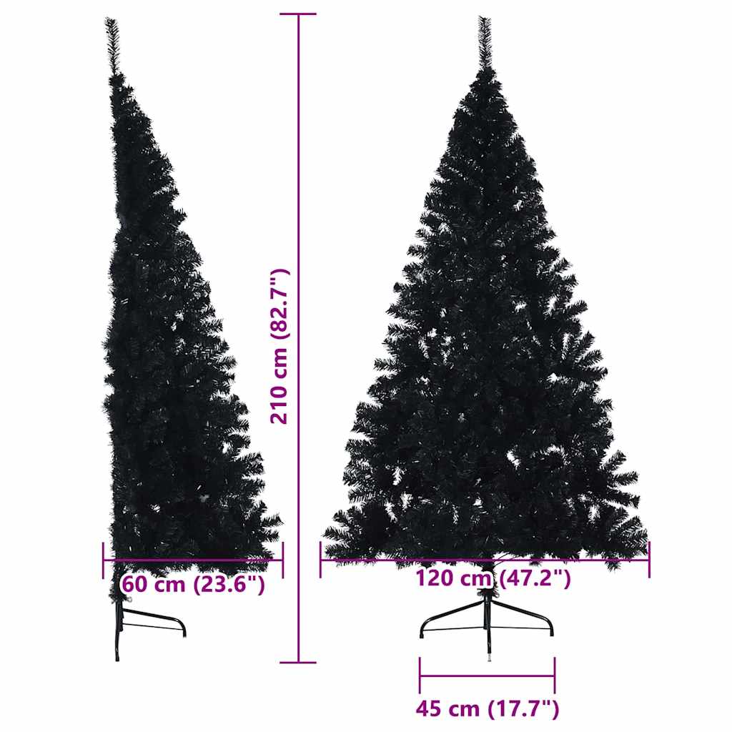 Umjetna preddekorirana božićna jelka Črna 210 cm PVC