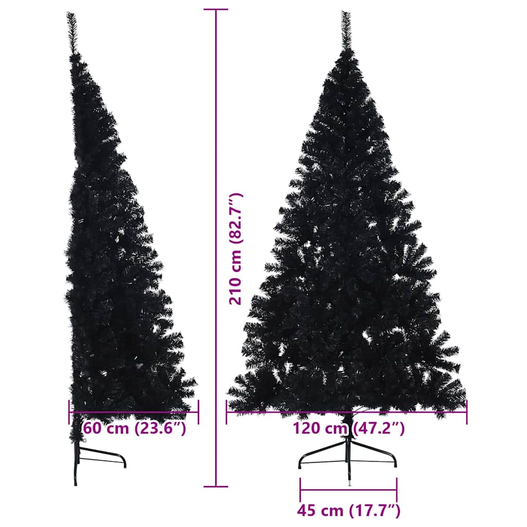 Umjetna preddekorirana božićna jelka Črna 210 cm PVC