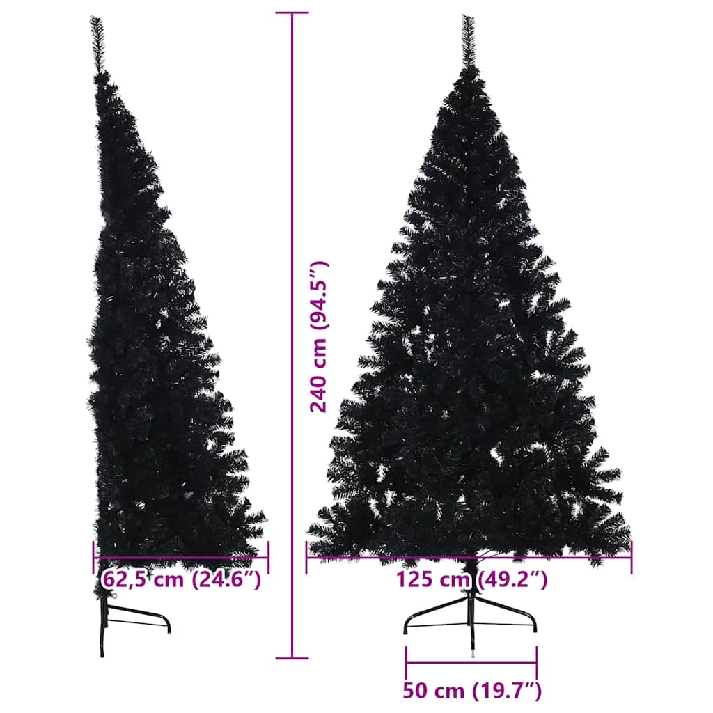 Umjetna preddekorirana božićna jelka Črna 240 cm PVC