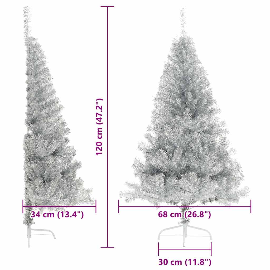 Umjetna preddekorirana božićna jelka srebrna 120 cm PET