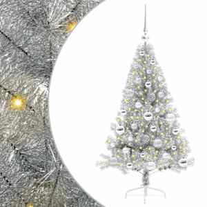 vidaXL Tehis pre-lit j&otilde;ulupuu koos 150 LED-iga H&otilde;bedane 120 cm PET