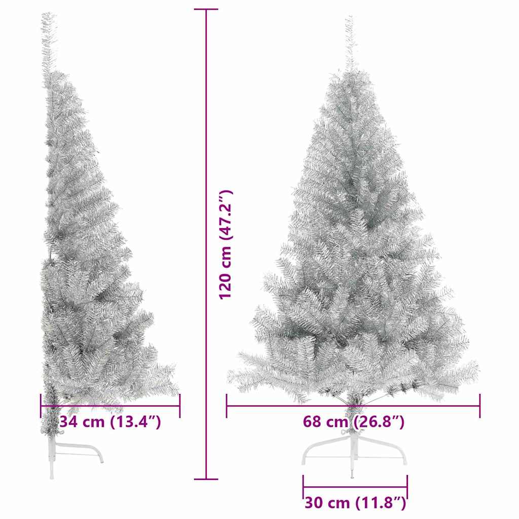Umjetna preddekorirana božićna jelka srebrna 120 cm PET