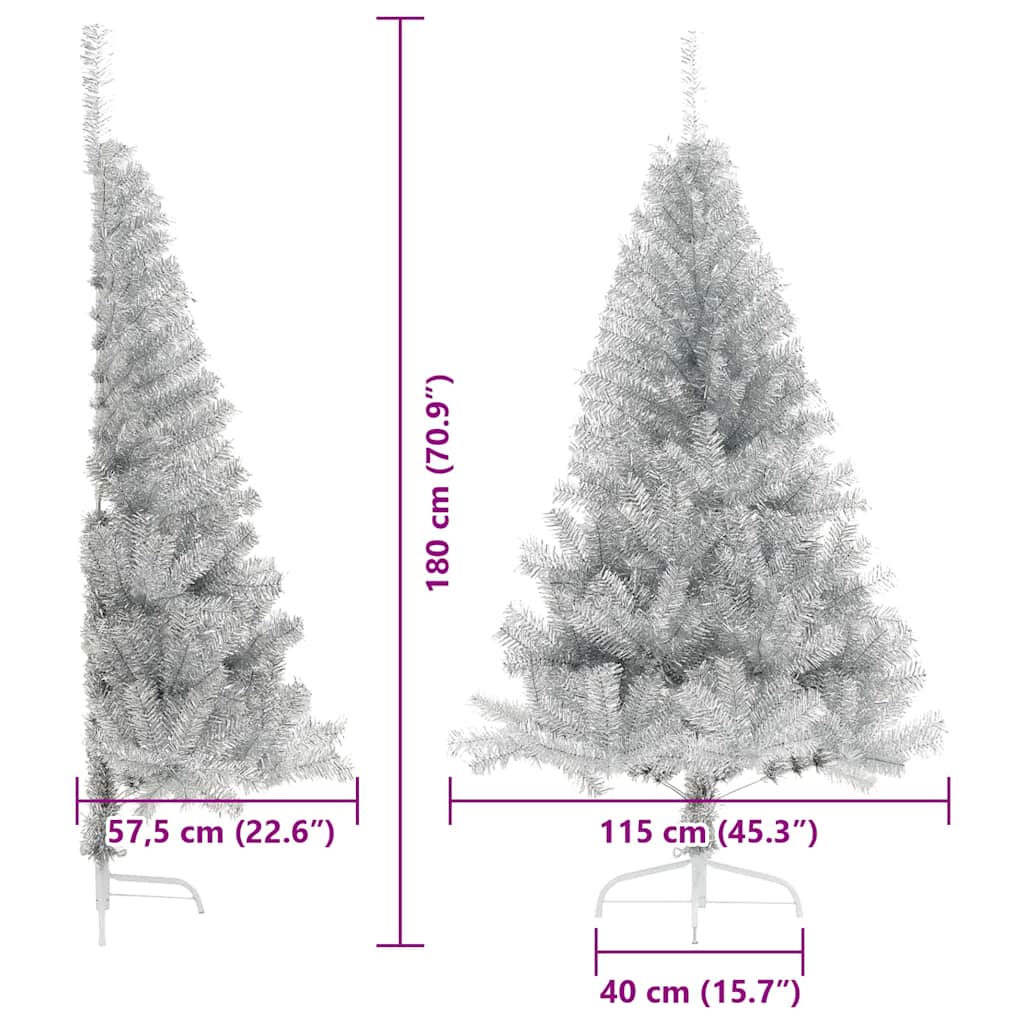 vidaXL Künstlicher vorbeleuchteter Weihnachtsbaum Silber 180 cm PET – Bild 16