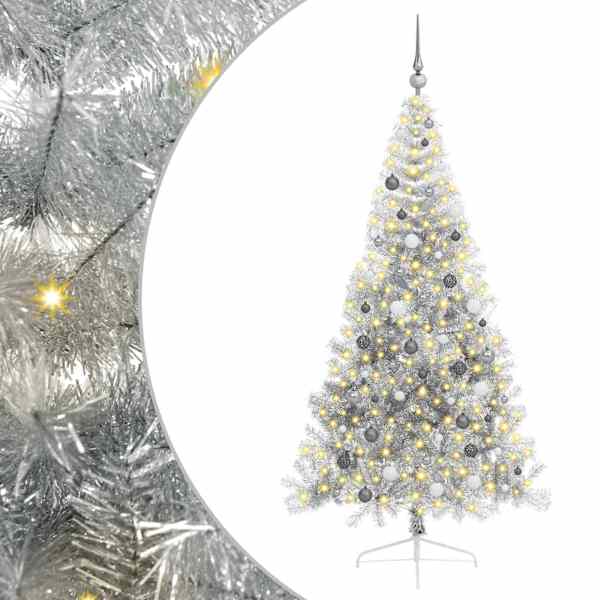 vidaXL Tehis pre-lit j&otilde;ulupuu koos 300 LED-iga H&otilde;bedane 210 cm PET