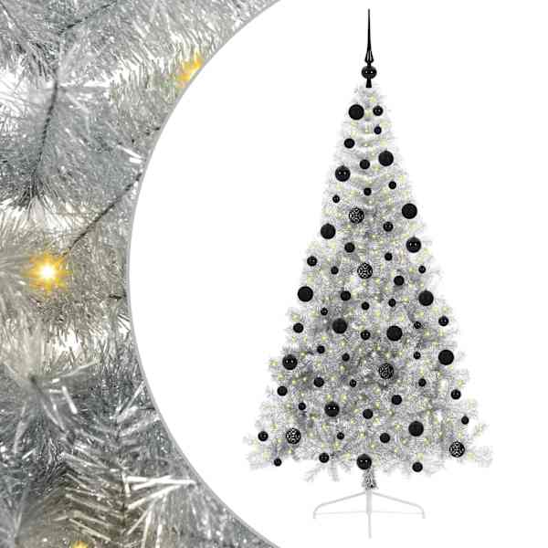 vidaXL Tehis pre-lit j&otilde;ulupuu koos 300 LED-iga H&otilde;bedane 210 cm PET