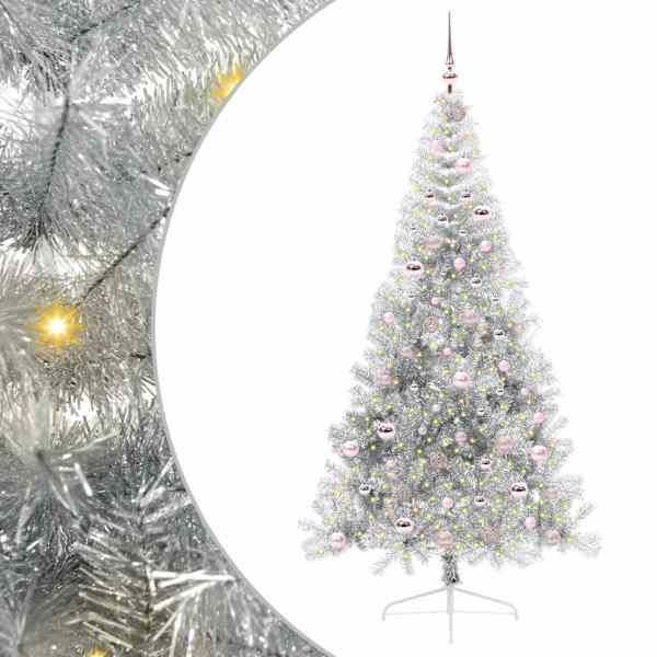 vidaXL Tehis pre-lit j&otilde;ulupuu koos 300 LED-iga H&otilde;bedane 210 cm PET