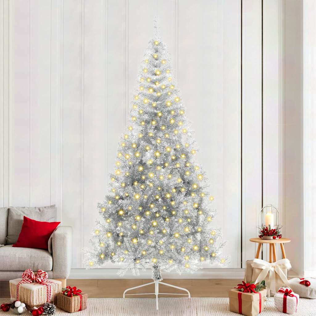 Kunstkerstboom met decoratieve touwlichten Zilver 240 cm PET