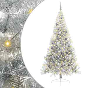 vidaXL Tehis pre-lit j&otilde;ulupuu koos 300 LED-iga H&otilde;bedane 240 cm PET