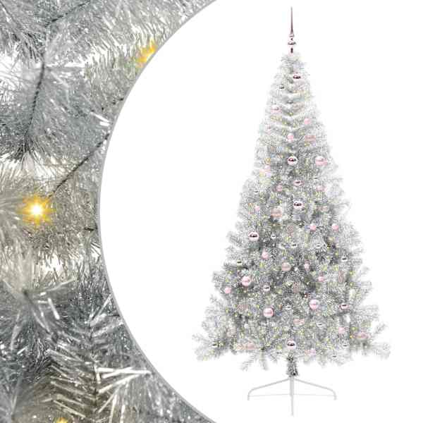 vidaXL Tehis pre-lit j&otilde;ulupuu koos 300 LED-iga H&otilde;bedane 240 cm PET