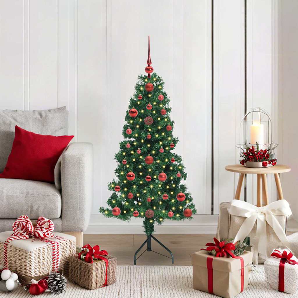 Arbre de Noël artificiel d'angle Vert 120 cm PVC et métal
