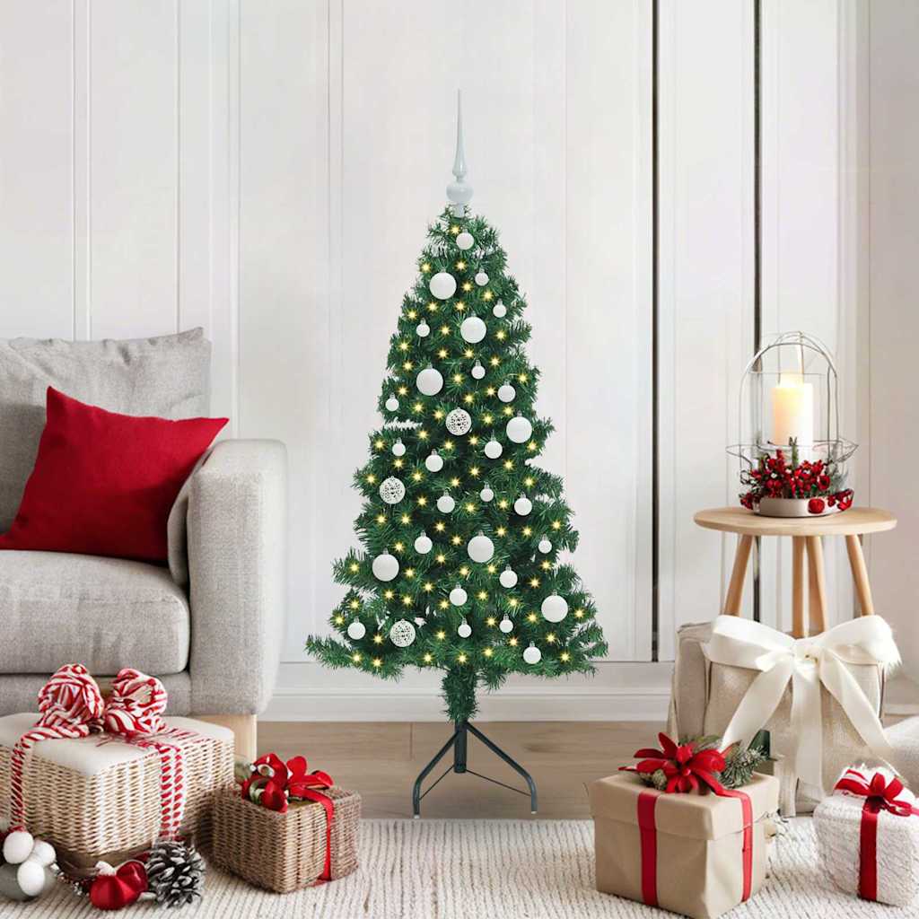 Arbre de Noël artificiel d'angle Vert 120 cm PVC et métal