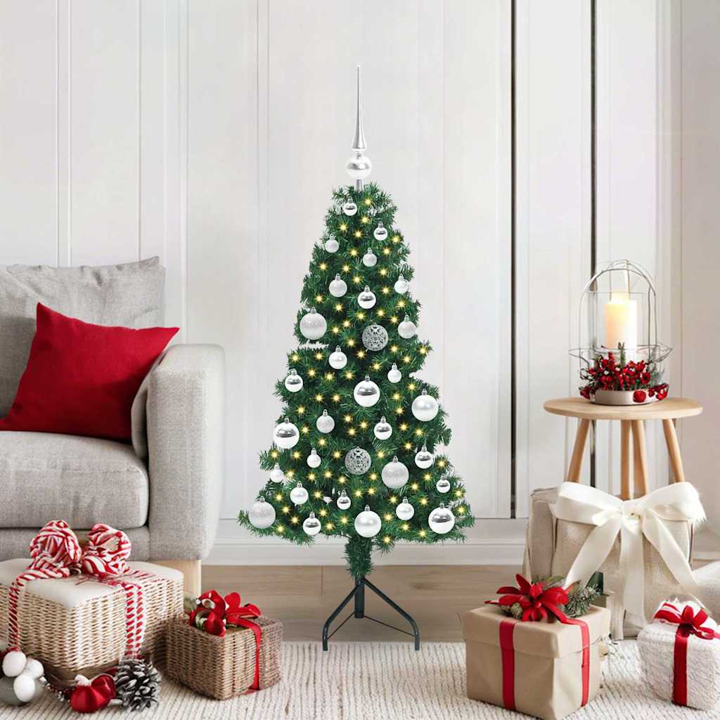 Arbre de Noël artificiel d'angle Vert 120 cm PVC et métal