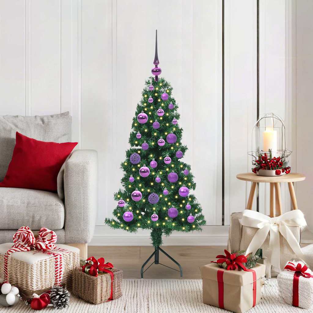 Arbre de Noël artificiel d'angle Vert 120 cm PVC et métal