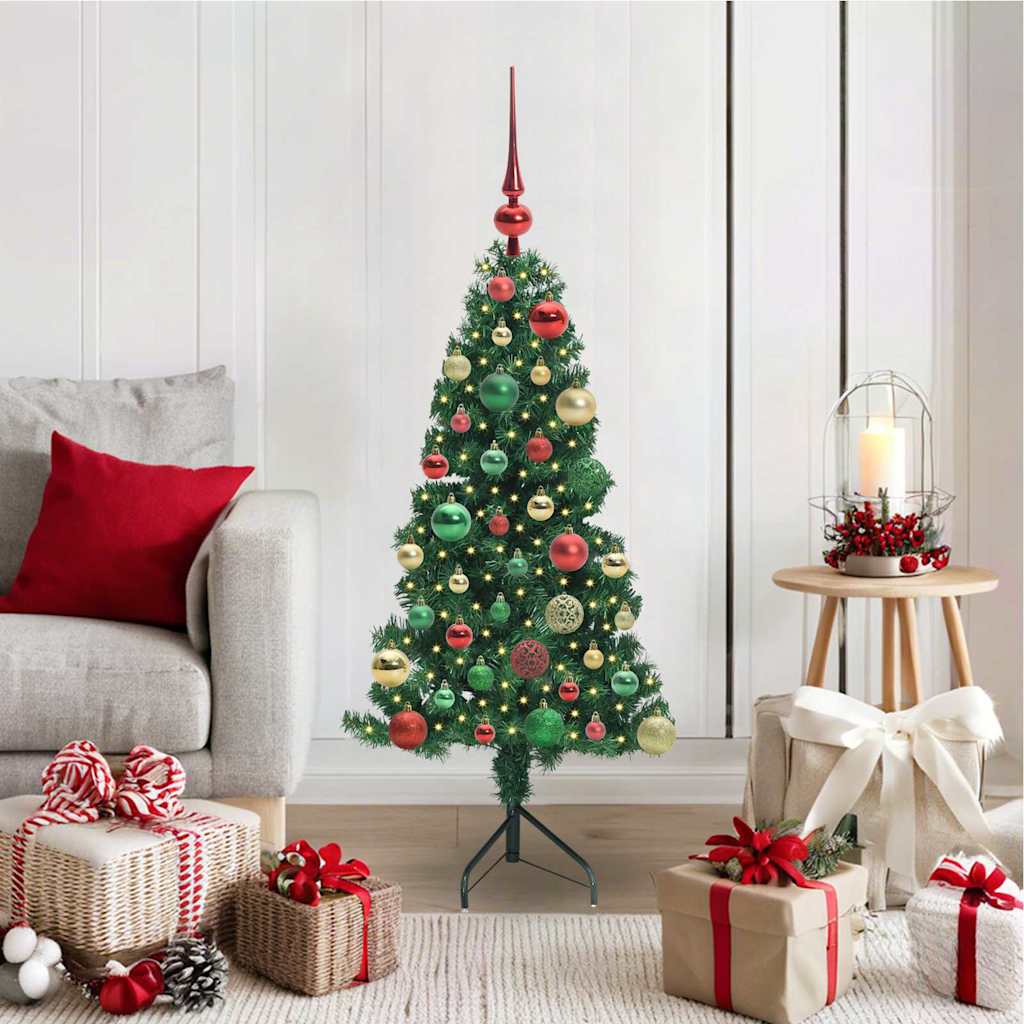 Arbre de Noël artificiel d'angle Vert 120 cm PVC et métal