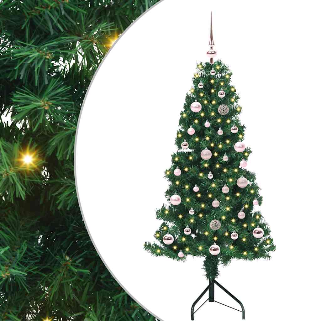 Arbre de Noël artificiel d'angle Vert 150 cm PVC et métal