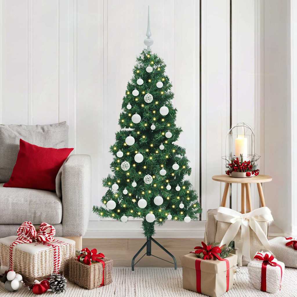 Arbre de Noël artificiel d'angle Vert 150 cm PVC et métal