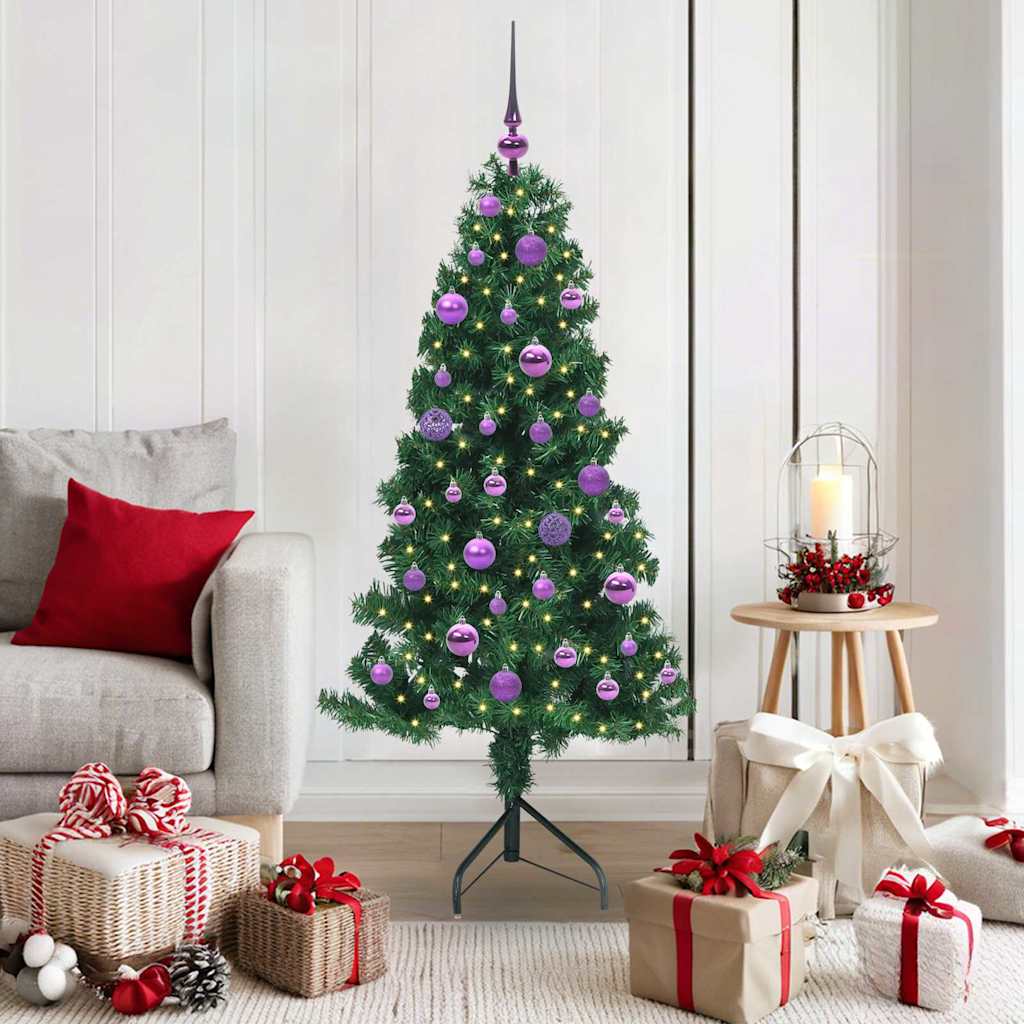 Arbre de Noël artificiel d'angle Vert 150 cm PVC et métal