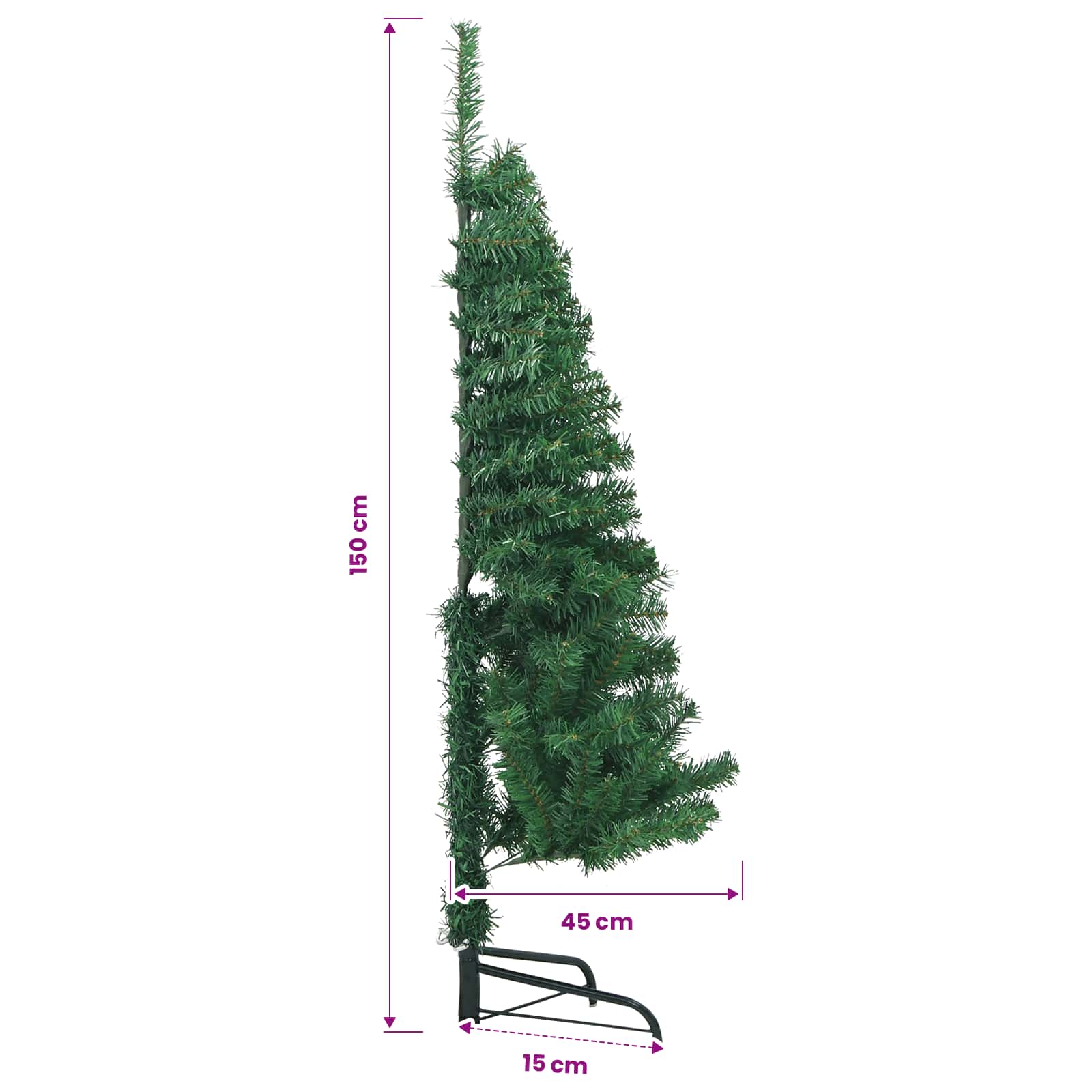 vidaXL Eckiger künstlicher Weihnachtsbaum Grün 150 cm PVC und Metall – Bild 16