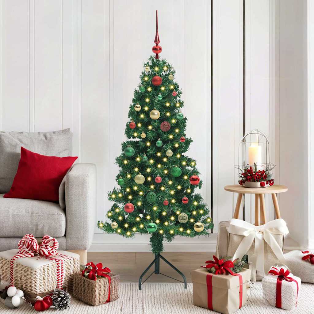 Arbre de Noël artificiel d'angle Vert 150 cm PVC et métal