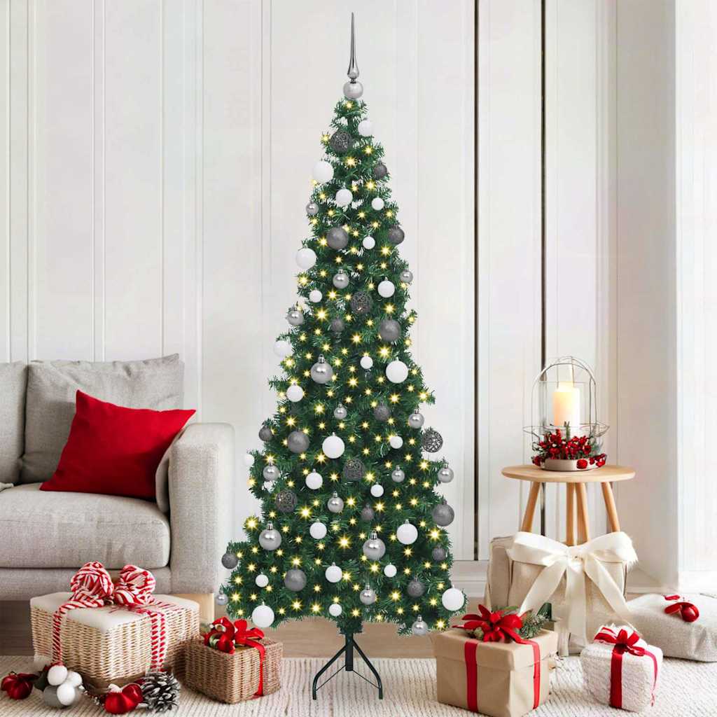 Arbre de Noël artificiel d'angle Vert 180 cm PVC et métal