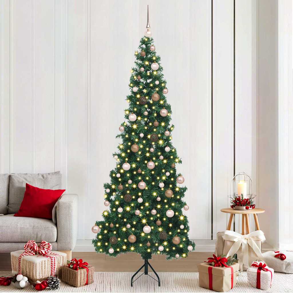 Arbre de Noël artificiel d'angle Vert 210 cm PVC et métal