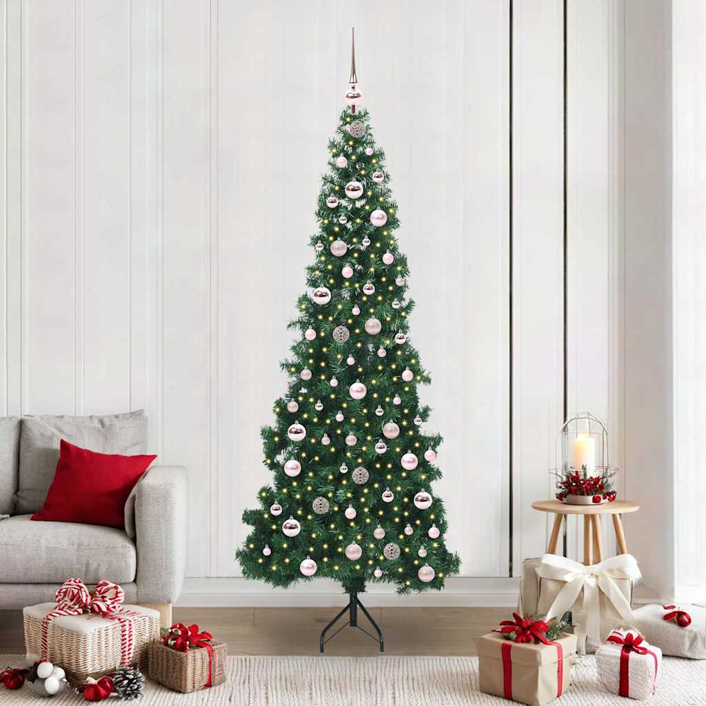 Arbre de Noël artificiel d'angle Vert 210 cm PVC et métal