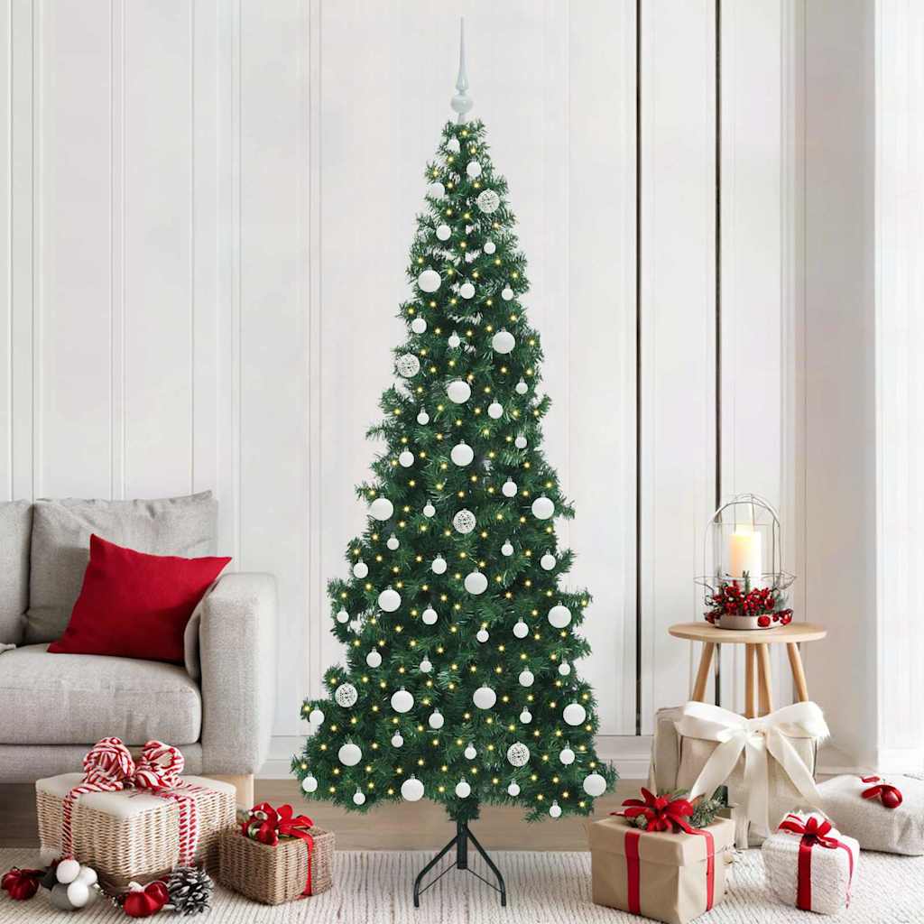 Arbre de Noël artificiel d'angle Vert 210 cm PVC et métal